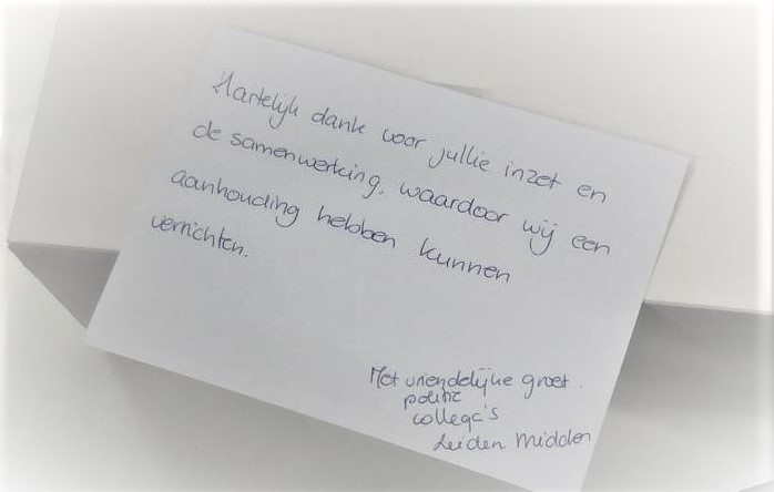 Bedankje van Politie Leiden